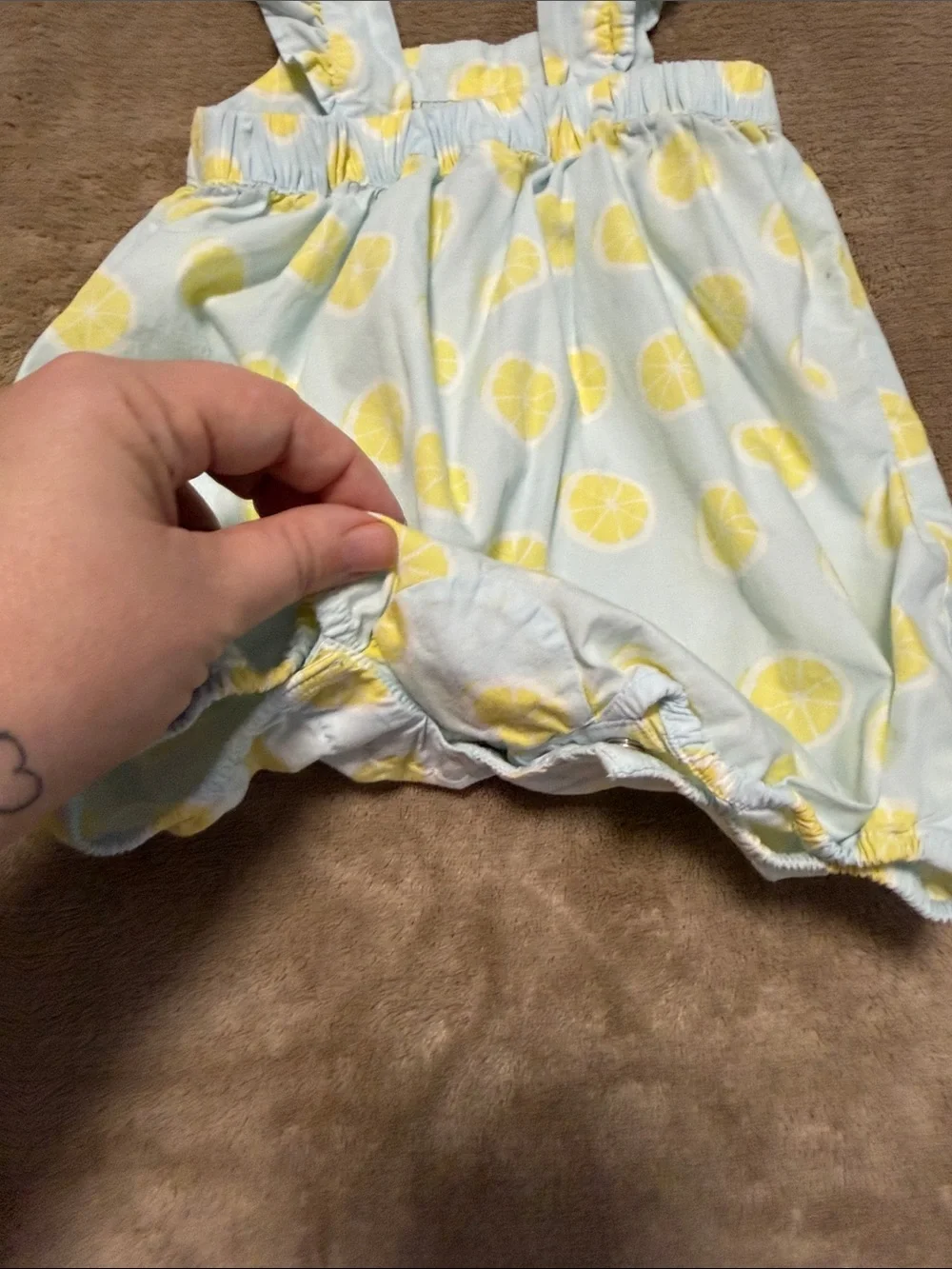 Baby Gap Cottagecore Summer Lemon Print Cotton Bubble Romper Onesie 3/6months